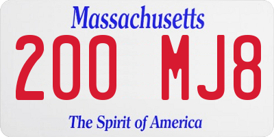 MA license plate 200MJ8