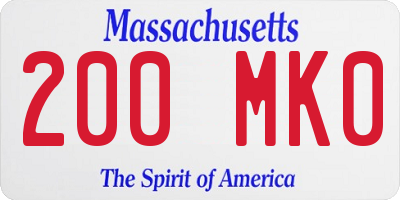MA license plate 200MK0