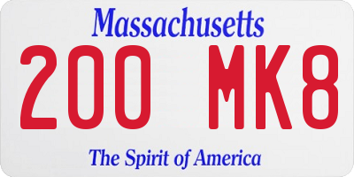 MA license plate 200MK8