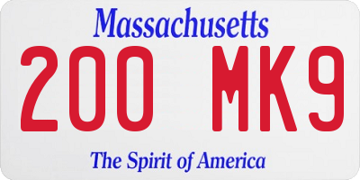 MA license plate 200MK9