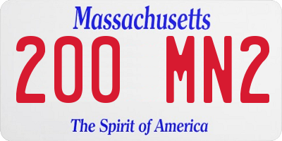 MA license plate 200MN2