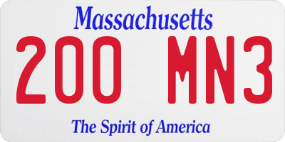 MA license plate 200MN3