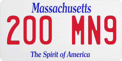 MA license plate 200MN9