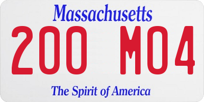 MA license plate 200MO4