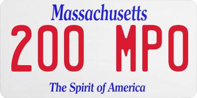 MA license plate 200MP0
