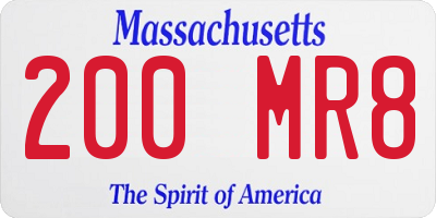 MA license plate 200MR8