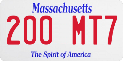 MA license plate 200MT7