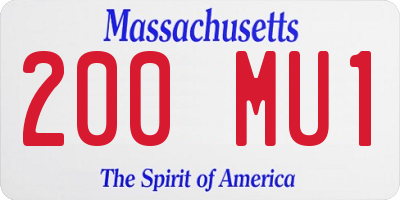 MA license plate 200MU1