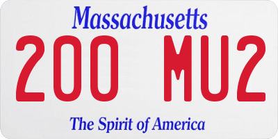 MA license plate 200MU2