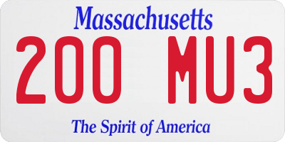 MA license plate 200MU3