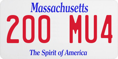 MA license plate 200MU4