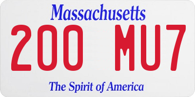 MA license plate 200MU7