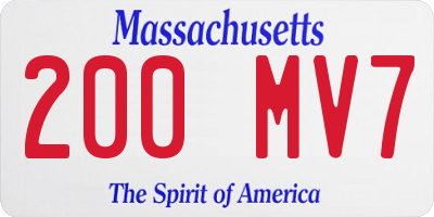 MA license plate 200MV7