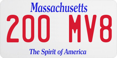 MA license plate 200MV8