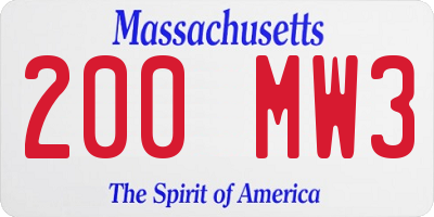 MA license plate 200MW3