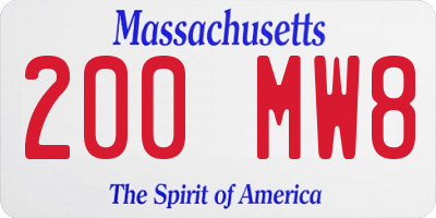 MA license plate 200MW8
