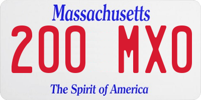 MA license plate 200MX0