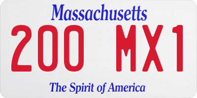 MA license plate 200MX1