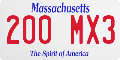 MA license plate 200MX3