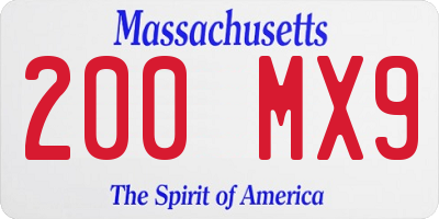 MA license plate 200MX9