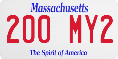 MA license plate 200MY2