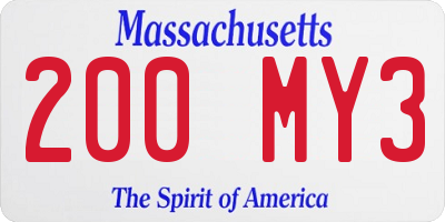 MA license plate 200MY3