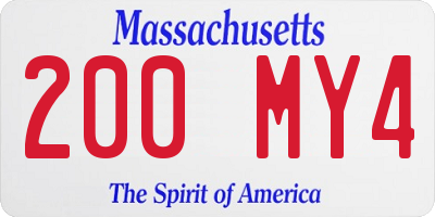 MA license plate 200MY4