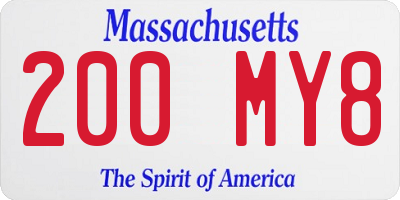 MA license plate 200MY8