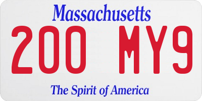 MA license plate 200MY9