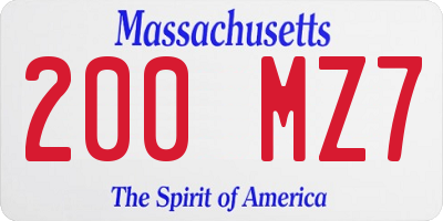 MA license plate 200MZ7