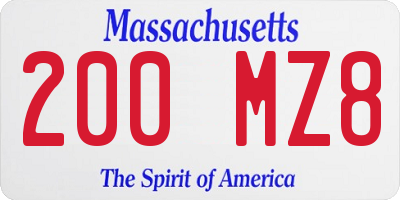 MA license plate 200MZ8