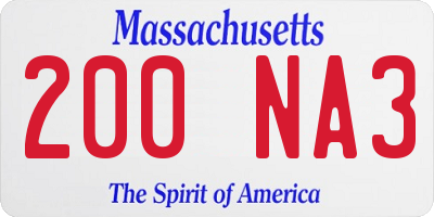 MA license plate 200NA3