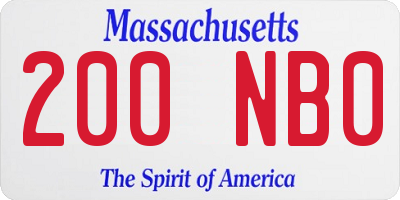 MA license plate 200NB0