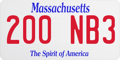 MA license plate 200NB3