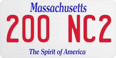 MA license plate 200NC2