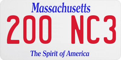 MA license plate 200NC3