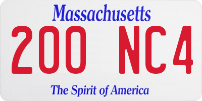 MA license plate 200NC4