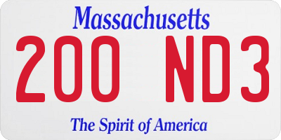 MA license plate 200ND3
