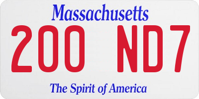 MA license plate 200ND7