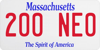 MA license plate 200NE0