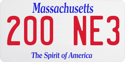 MA license plate 200NE3