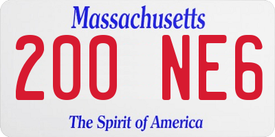 MA license plate 200NE6