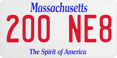 MA license plate 200NE8
