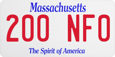 MA license plate 200NF0