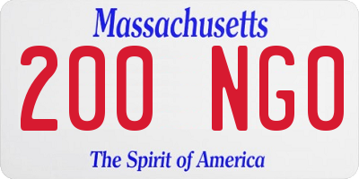 MA license plate 200NG0