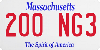 MA license plate 200NG3