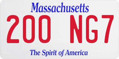 MA license plate 200NG7