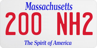 MA license plate 200NH2