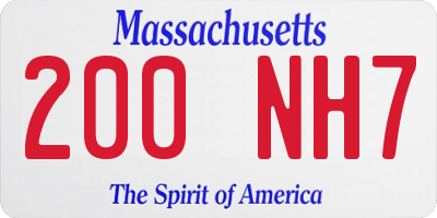 MA license plate 200NH7