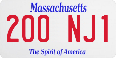MA license plate 200NJ1